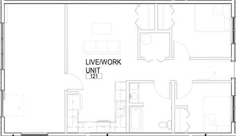 Floor plan for 2 beds, 1 bath, 1024 sqft